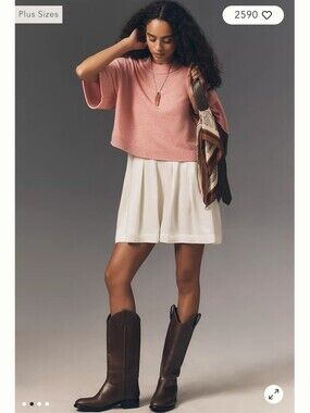 Anthropologie Two Piece Sleeveless Dress-Pink Cropped Wool Top, XL